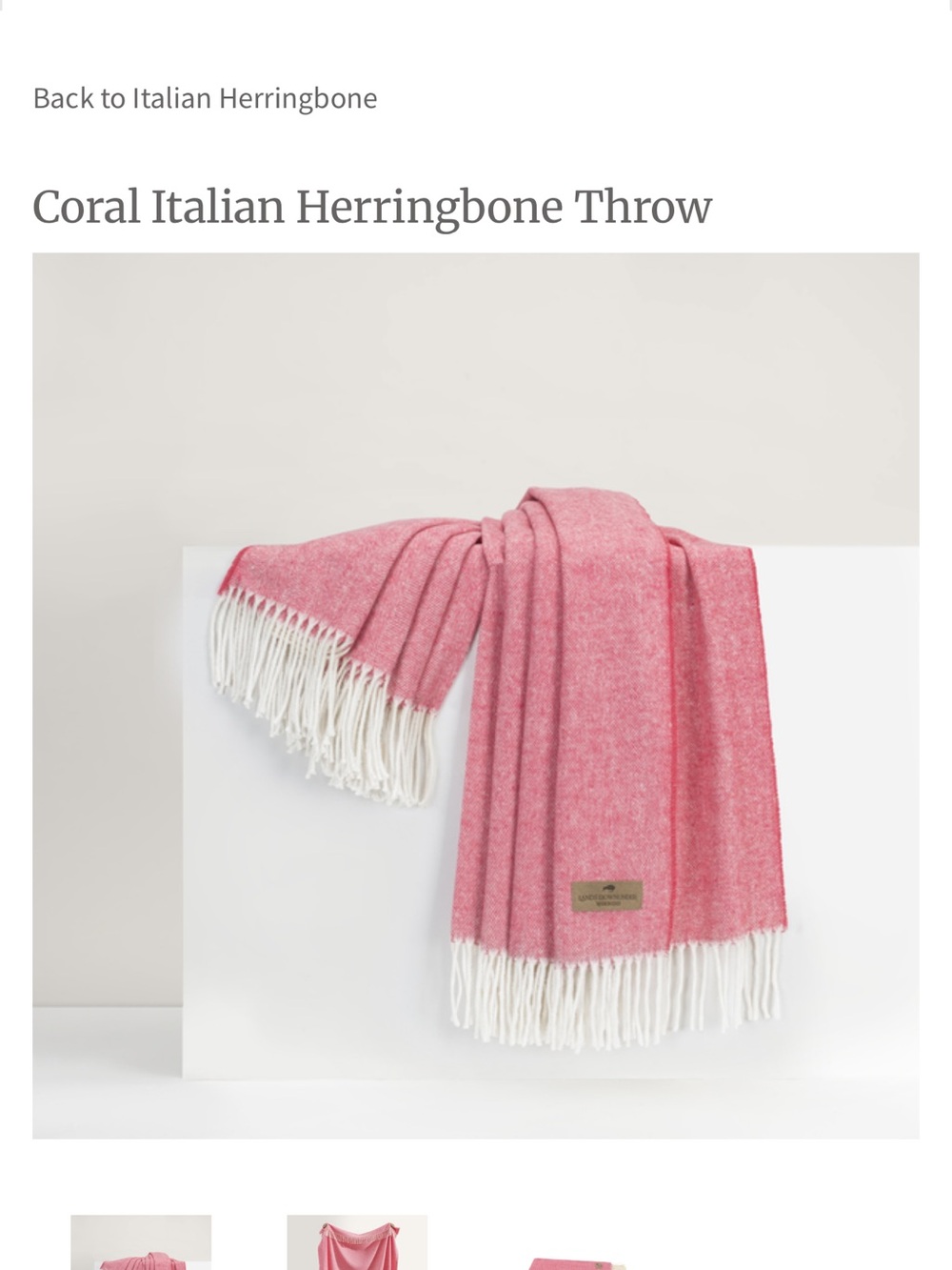Land’s Down Under Italian Herringbone Coral Throw - Picture 2 of 4